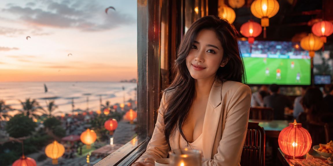 Người dùng xem kèo bóng đá tại Hội An với ly cà phê sáng